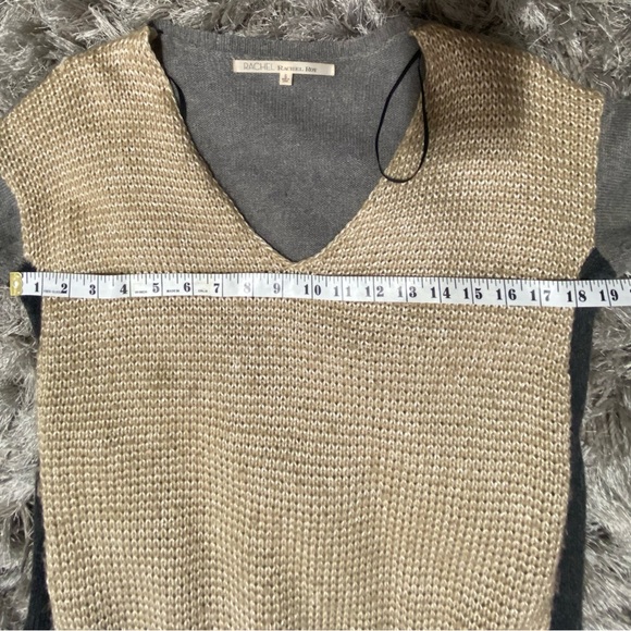 Rachel Roy women brown, black, grey polyester blend v neck sweater. Size S. Used - Picture 7 of 9
